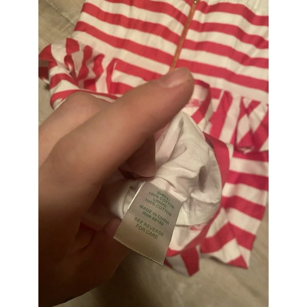 Lilly Pulitzer Maybell Dress Azalea Pink Stripe Size 2 Strapless Peplum Ruffle - Picture 14 of 14
